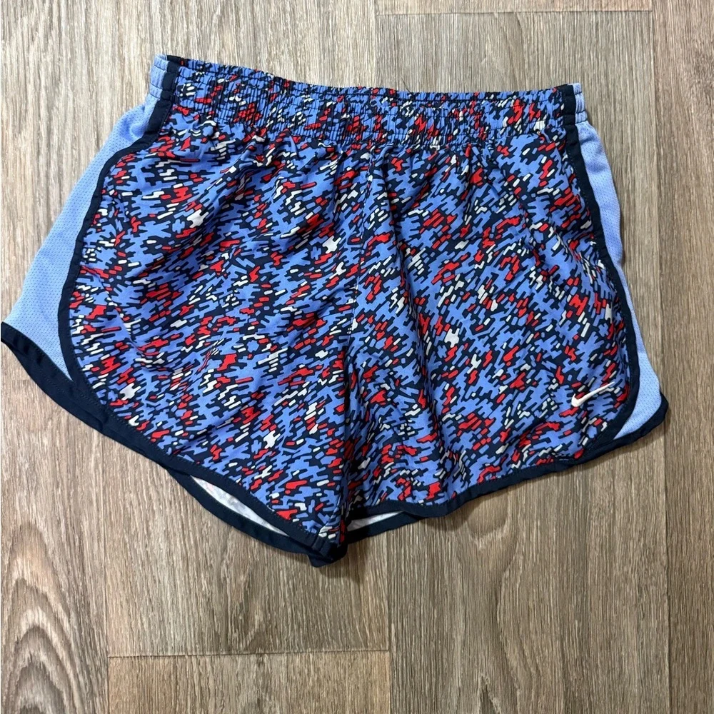 Nike Blue Multi-Color Printed Women's Athletic Shorts